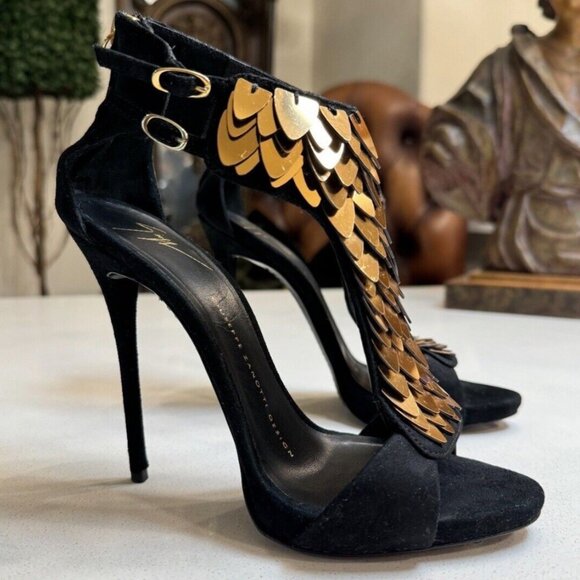 Giuseppe Zanotti Sequin-Embellished T-strap Heels - Picture 1 of 7